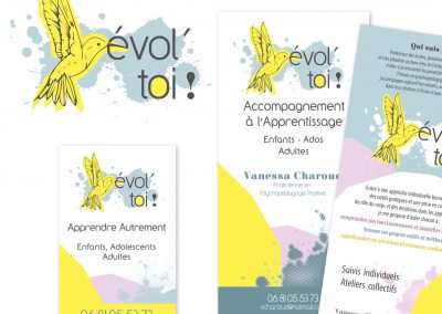 Conception logotype et conception carte de visite et flyer.